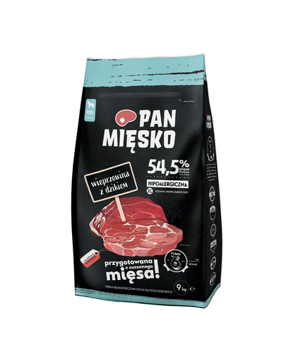 PAN MIĘSKO Hrana uscata pentru caini adulti de talie mare, cu mistret 9 kg adulți