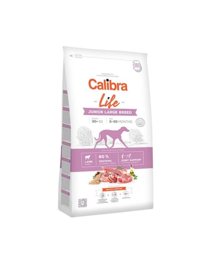 CALIBRA Dog Life Junior Large Breed Lamb Hrana Uscata Superpremium Pentru Caini Juniori De Talie Mare, Cu Miel 12 Kg