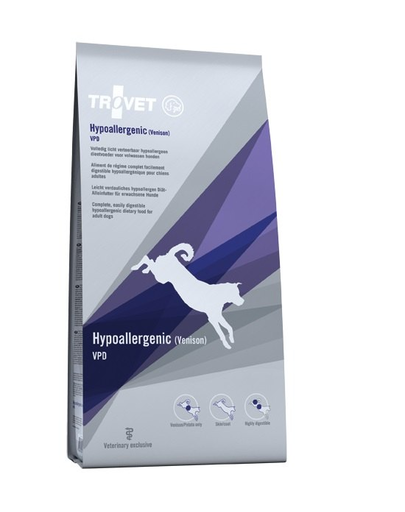 Trovet hypoallergenic venison vpd dieta veterinara caini cu hipersensibilitate alimentara 3 kg cu vanat