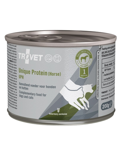 TROVET Unique Protein Horse UPH pentru caini si pisici 200 g monoproteica, carne de cal