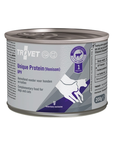 TROVET Unique Protein Venison UPV 200 g hrana monoproteica pentru caini si pisici, cu vanat 200