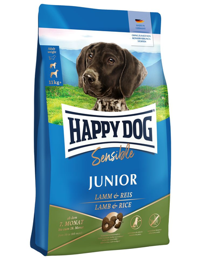 HAPPY DOG Sensible Junior Hrana uscata pentru caini junior cu sistem digestiv sensibil, cu miel 10 kg câini