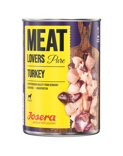 JOSERA Meatlovers Pure hrana umeda monoproteica pentru caini, curcan 6×400 g 6x400 imagine 2022