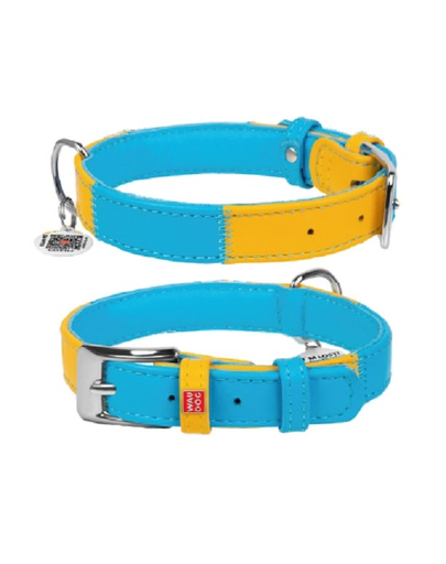 WAU-DOG Zgarda din piele pentru caini XL, cu cod QR 35 mm / 46-60 cm