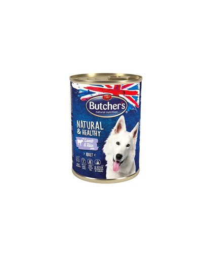 BUTCHER'S Dog Natural&Healthy Hrana umeda pentru caini adulti, pate cu miel si orez 390 g