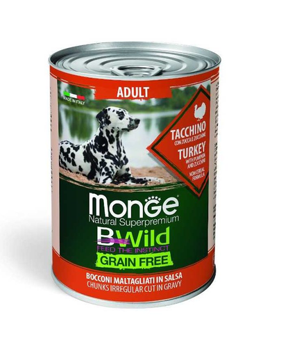 MONGE BWild Grain Free hrană umedă pentru câini, curcan 400g 400g imagine 2022