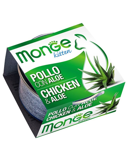 MONGE Fruit Kitten hrană umedă pentru pisoi, cu pui și aloe 80 g