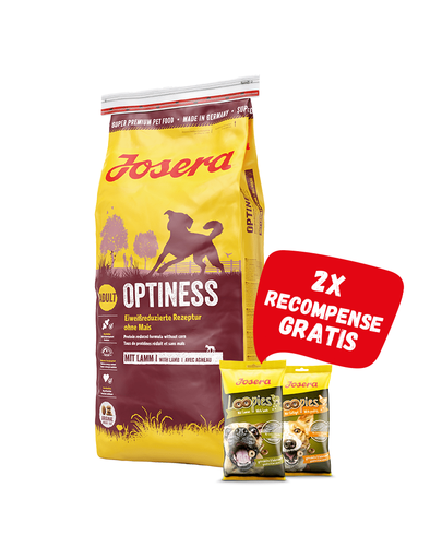 Josera dog optiness cu miel pentru caini sensibili 15 kg + 2 recompense loopies gratis