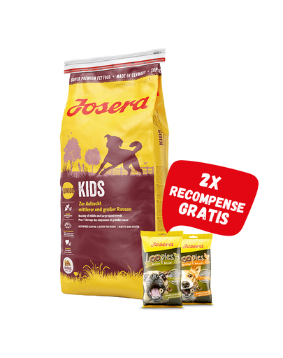 Josera dog kids hrana uscata caini juniori 15 kg + 2 recompense loopies gratis