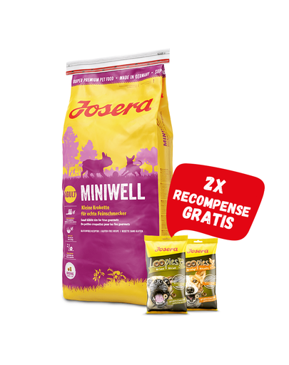 Josera dog miniwell hrana uscata caini adulti talie mica 15 kg + 2 recompense loopies gratis