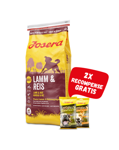 Josera lamb   rice cu miel si orez, hrana caini 15 kg + 2 recompense loopies gratis