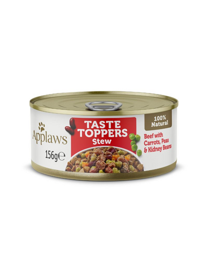 APPLAWS Taste Toppers Tocana pentru caini, cu carne de vita, morcovi si mazare 156 g