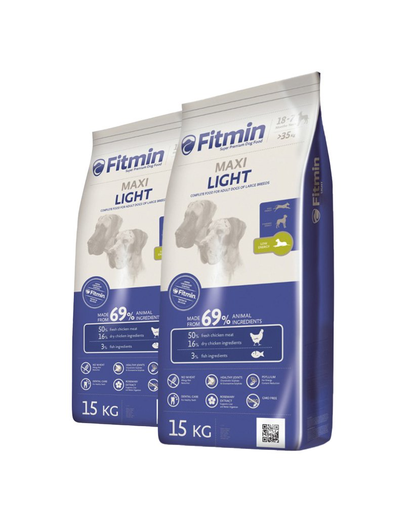 FITMIN Maxi light Hrana uscata pentru caini adulti de talie medie predispusi la ingrasare 30 kg (2 x 15 kg) Adulti imagine 2022