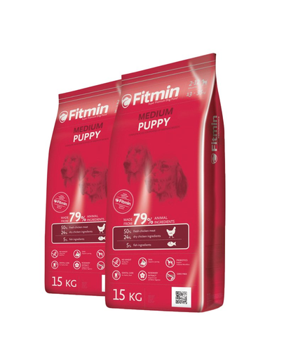 FITMIN Medium Puppy Hrana Uscata Pentru Caini Juniori Si Catele Gestante De Talie Medie 30 Kg (2 X 15 Kg)