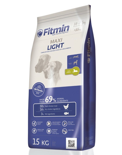 FITMIN Maxi Light Hrana uscata caini adulti talie mare predispusi la obezitate, cu pui 15 kg (obezitate imagine 2022