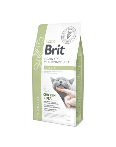 BRIT Veterinary Diets Cat Diabetes Dieta veterinara pentru pisici cu diabet, cu pui si mazare 5 kg BRIT