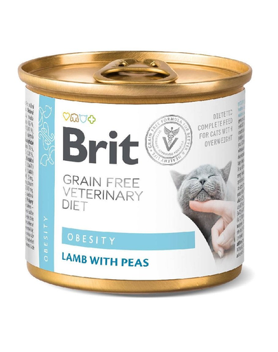 BRIT Vetrinary Diet Obesity Lamb&Pea Pisici Cu Greutate Excesiva 200 G Hrana Umeda