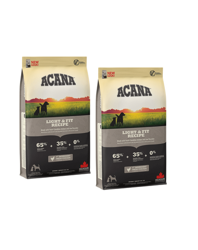 ACANA Light & Fit Dog Hrana Uscata Caini Adulti Supraponderali 22.8 Kg (2 X 11.4 Kg)