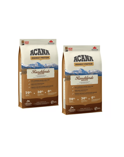 ACANA Ranchlands Dog Hrana Uscata Caini Toate Rasele, Varstele 22,8 Kg (2 X 11,4 Kg)