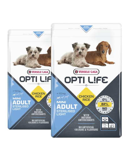 VERSELE-LAGA Opti Life Adult Light Mini hrana uscata pentru caini supraponderali/obezi de talie mica 15 kg (2 x 7,5 kg) 75