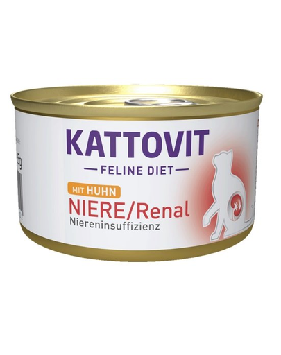 KATTOVIT Feline Diet Niere/Renal hrana umeda dietetica pentru pisici cu afectiuni ale rinichilor, cu pui 85 g