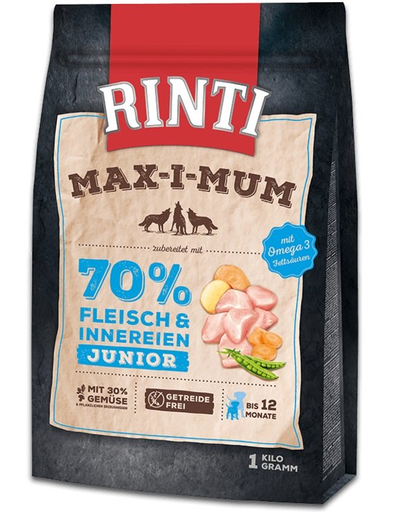 RINTI MAX-I-MUM Junior Chicken hrana uscata caini juniori, cu pui 1 kg câini imagine 2022