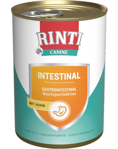 RINTI Canine Intestinal Chicken hrana dietetica umeda pentru caini cu afectiuni gastrointestinale (pancreatice) 400 gr