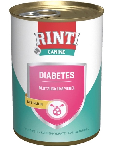 RINTI Canine Diabetes Chicken Hrana Dietetica Umeda Pentru Caini In A Regla Aportul De Glucoza (diabet) Si Pentru A Reduce Obezitatea 400 Gr