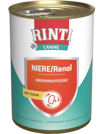 RINTI Canine Niere/Renal Chicken Hrana Dietetica Umeda Pentru Caini Cu Insuficienta Renala Cronica Sau Acuta 800 Gr