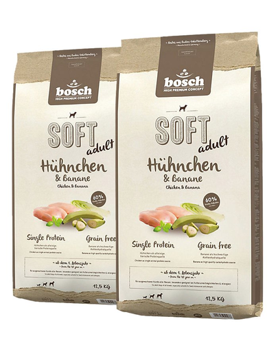 BOSCH Soft Hrana Uscata Cu Pui & Banane Pentru Caini Adulti Cu Intolerante 25 Kg (2 X 12,5 Kg)