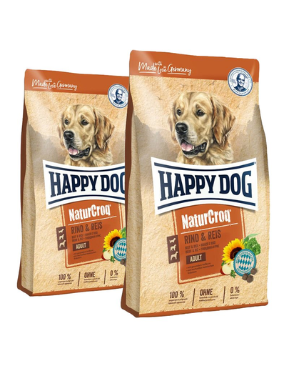 HAPPY DOG NaturCroq Hrana Uscata Pentru Caini, Cu Vita Si Orez 30 Kg (2 X 15 Kg)