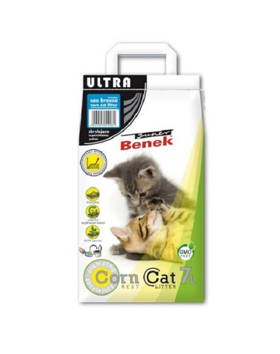  BENEK Super Corn Cat Ultra Asternut din porumb pentru litiera, briza marii 7 l 