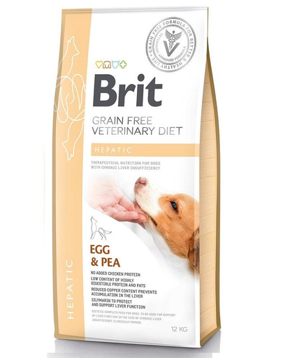 BRIT Veterinary Diets Dog Hepatic Dieta Veterinara Pentru Caini Adulti Cu Insuficienta Hepatica, Mazare Si Oua 12 Kg