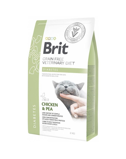 BRIT Veterinary Diets Cat Diabetes Dieta Veterinara Pentru Pisici Cu Diabet, Cu Pui Si Mazare 2 Kg