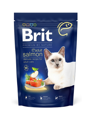 BRIT Cat Premium By Nature Adult Salmon Hrana Uscata Pentru Pisici Adulte, Cu Somon 300 G