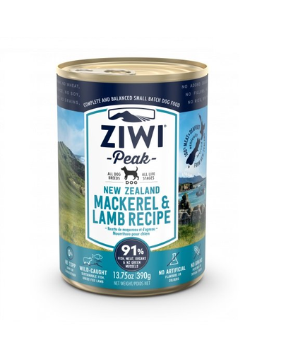ZIWIPEAK Dog Mackerel&Lamb Hrana umeda pentru caini, cu macrou si miel 390 g