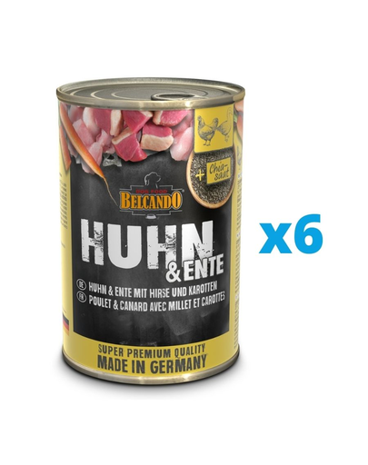 BELCANDO Super Premium Hrana Umeda Pentru Caini, Pui Si Rata Cu Mei Si Morcovi 6×400 G