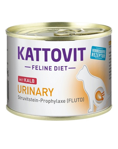 KATTOVIT Feline Diet Urinary hrana umeda dietetica pentru pisici in prevenirea pietrelor struvit, cu vitel 185 g 185