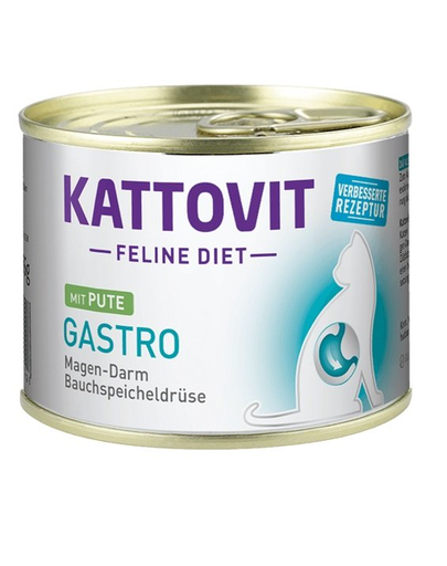 KATTOVIT Feline Diet Gastro Turkey pisici cu afectiuni digestive 185 g hrana umeda, curcan 185