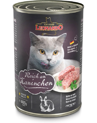 LEONARDO Quality Selection Hrana umeda pentru pisici adulte, bogata in carne de iepure 6 x 800 g