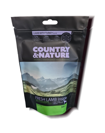 COUNTRY&NATURE Lamb with Turkey Recipe 300 g hrana uscata caini adulti talie mica/mijlocie, miel si curcan 300