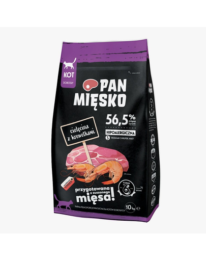 PAN MIĘSKO hrana pentru pisici S 10 kg, cu vitel si creveti creveți