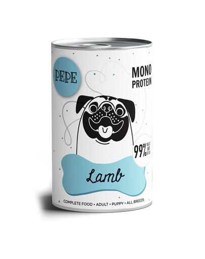 PAKA ZWIERZAKA PEPE Lamb 99% (miel) 400 g hrană monoproteică 400