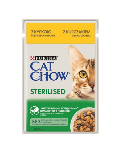PURINA CAT CHOW Sterilised Hrana umeda pentru pisici sterilizate, cu pui si vinete in sos 26 x 85 g
