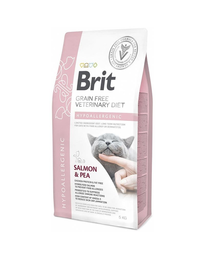 BRIT Veterinary Diets Cat Hypoallergenic Dieta veterinara pentru pisici cu alergii si probleme deramatologice 5 kg alergii