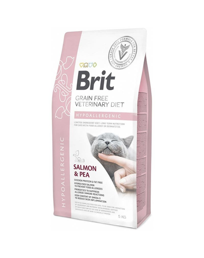 BRIT Veterinary Diets Cat Hypoallergenic Dieta veterinara pentru pisici cu alergii si probleme deramatologice 5 kg