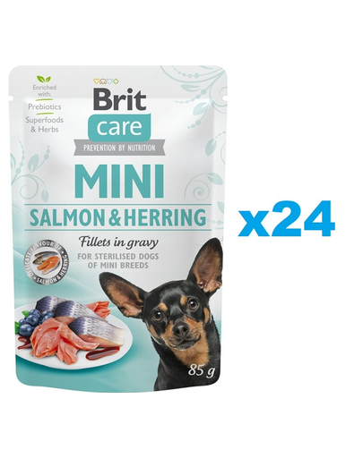 BRIT Care Mini Pouch plic hrana umeda caini sterilizati 24x85g pentru rase mici 24x85g imagine 2022