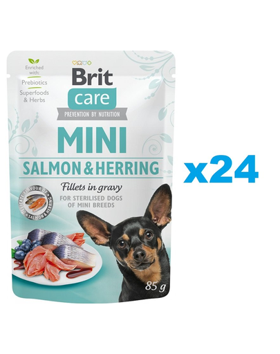  BRIT Care Mini Pouch plic hrana umeda caini sterilizati 24x85g pentru rase mici 