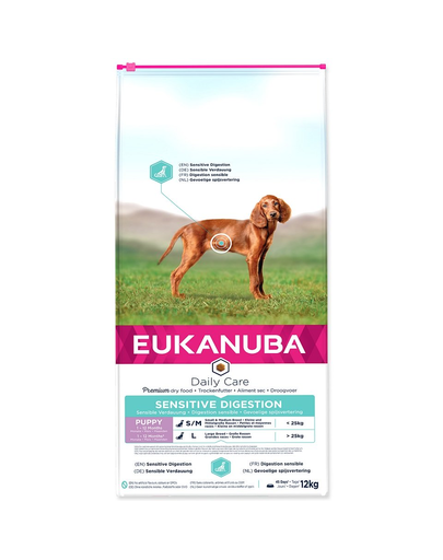 EUKANUBA Daily Care Sensitive Digestion Puppy Chicken 12 kg hrana pentru catelusi cu sensibilitati digestive câini imagine 2022