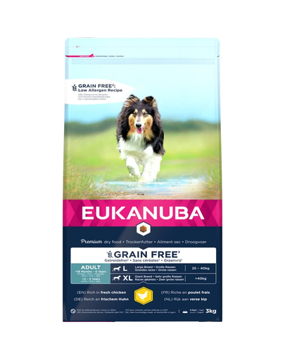 EUKANUBA Adult Grain Free L pentru caini de rase mari 3 kg Adult